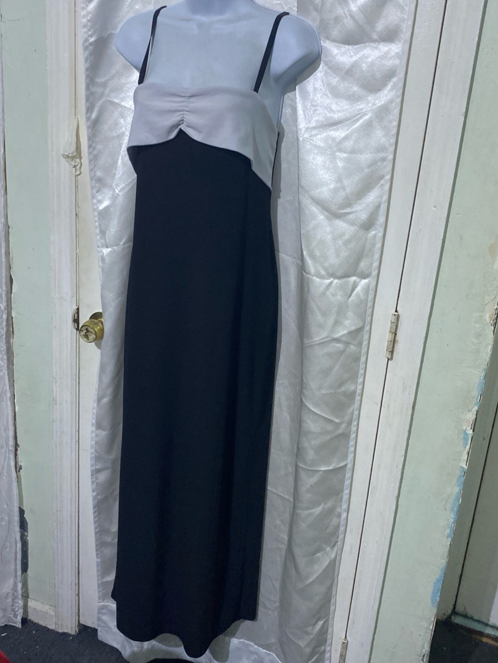 Y2K BEBE Black and Light Gray Spaghetti Strap Maxi Dress